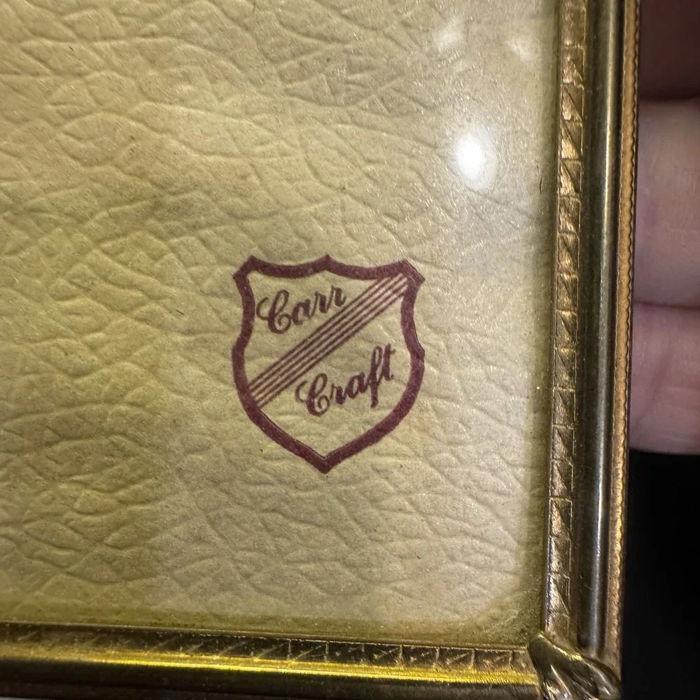 Vintage Carr Photo Frames 2 PC Ornate Embossed Brass / Tin  Gold Gilt